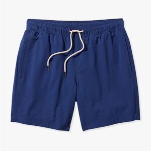 Fair Harbor Bayberry Trunk Swimshorts Navy Seersucker Shorts Medium